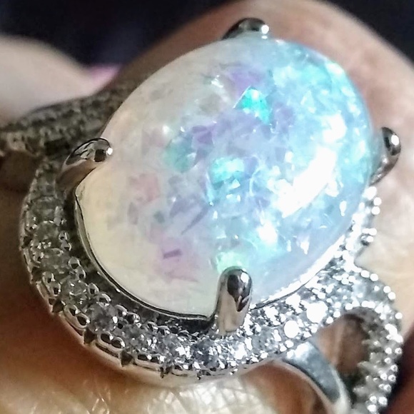 NEW Art Nouveau Style Opal 925 Silver Ring 🌹 - Picture 2 of 5